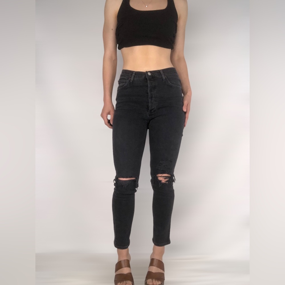 AGOLDE Nico‎ Cassette High Waist Distress Straight Slim Jeans